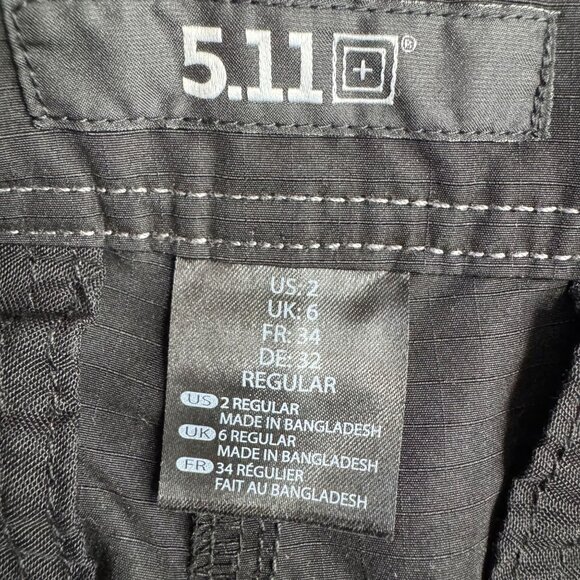 5.11 Womens Ripstop Pants 2 Black Durable Elastic Casual Work Straight Leg Zip - Picture 5 of 7